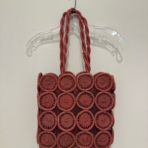 Madewell Rust Crochet Circle-Panel Shoulder Bag